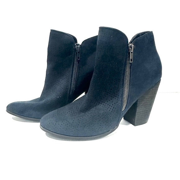 Carlos Santana Navy Blue Hacey Heeled Booties Boots - Picture 2 of 11